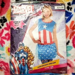 NWT Marvel Captain America American Dream Tunic Top Child M/L Halloween Costume